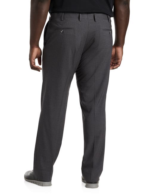 Oak Hill By Dxl Oak Hill Waist-relaxer Mini Plaid Dress Pants In Grey