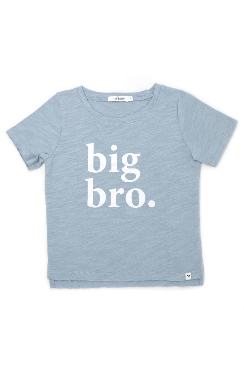 oh baby! "big bro." Cotton Slub Raw Edge Tee white ink, Main, color, Fog