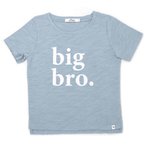 Oh Baby ! "big Bro." Cotton Slub Raw Edge Tee White Ink In Fog