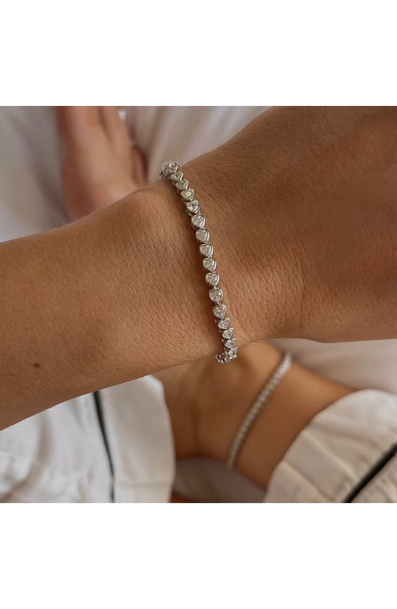Leni James The Marie Heart Bezel Tennis Bracelet, Alternate, color, Silver