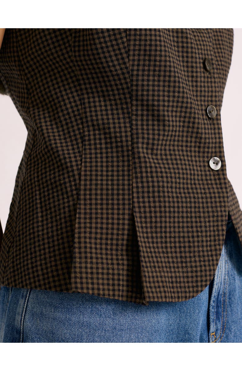 Albaray Gingham Waistcoat, Alternate, color, Chocolate