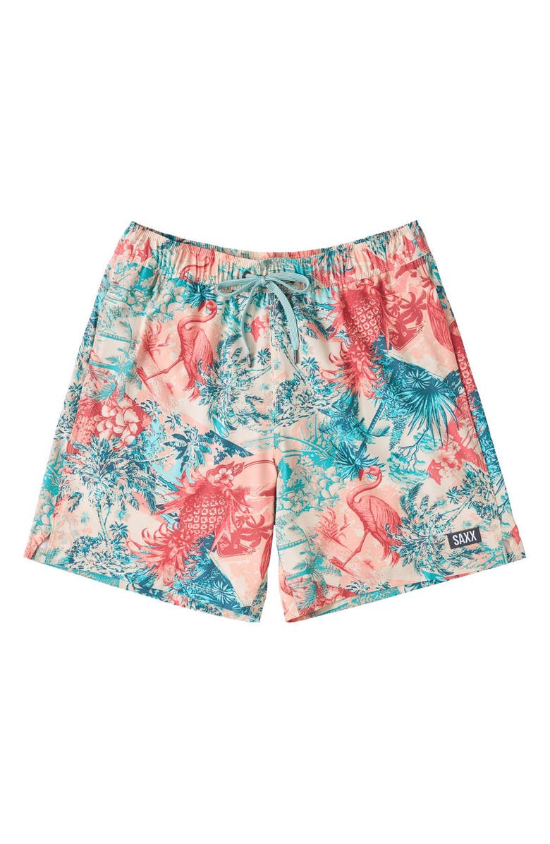 SAXX Oh Buoy 2N1 7-Inch Volley Swim Trunks, Alternate, color, Vacation Collage-Chalk