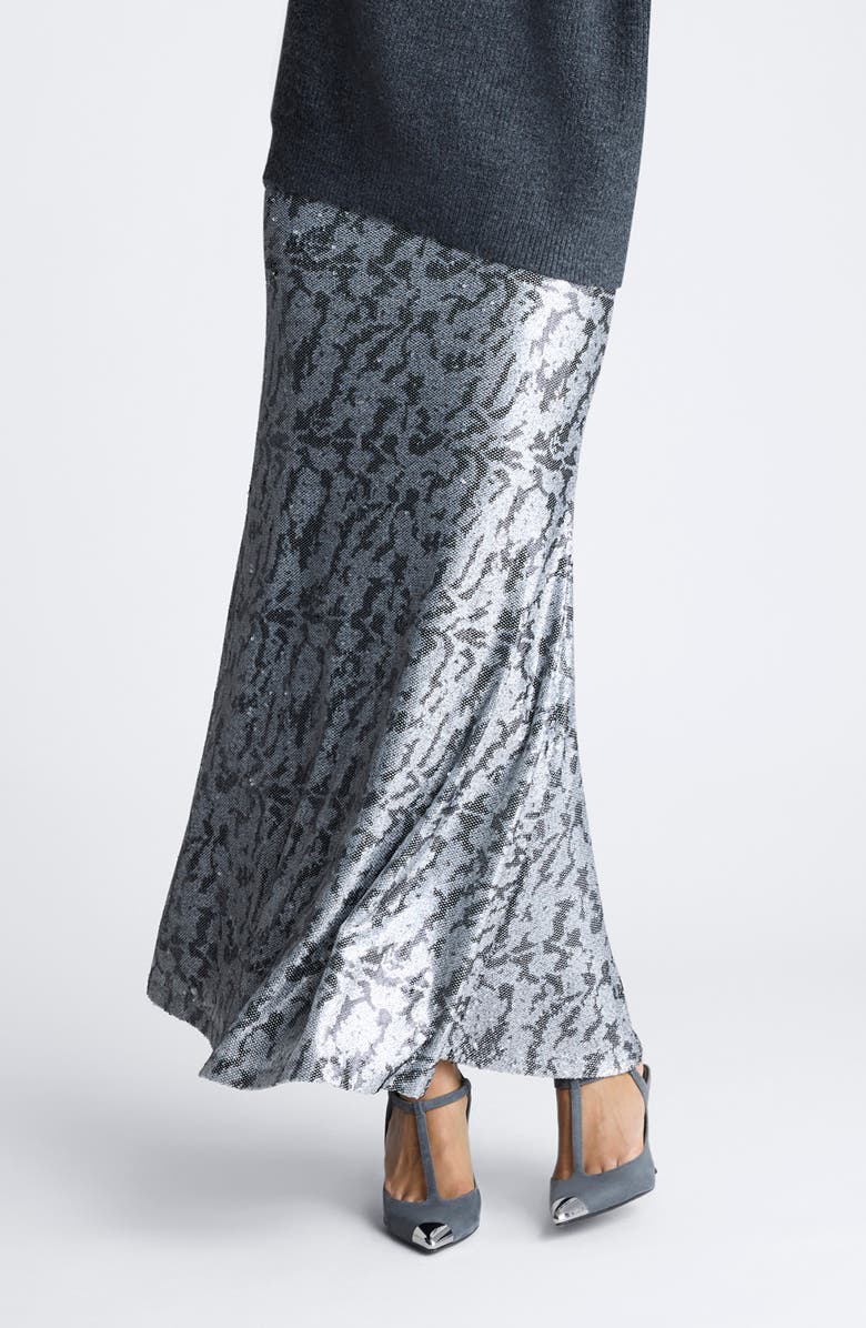 Kenneth Cole Sequin Bias Cut Maxi Skirt, Alternate, color, Silver Multi