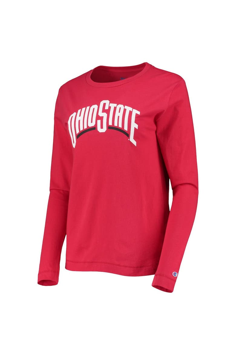 Women's Champion Scarlet Ohio State Buckeyes University Logo Long Sleeve T-Shirt, Alternate, color, Scarlet