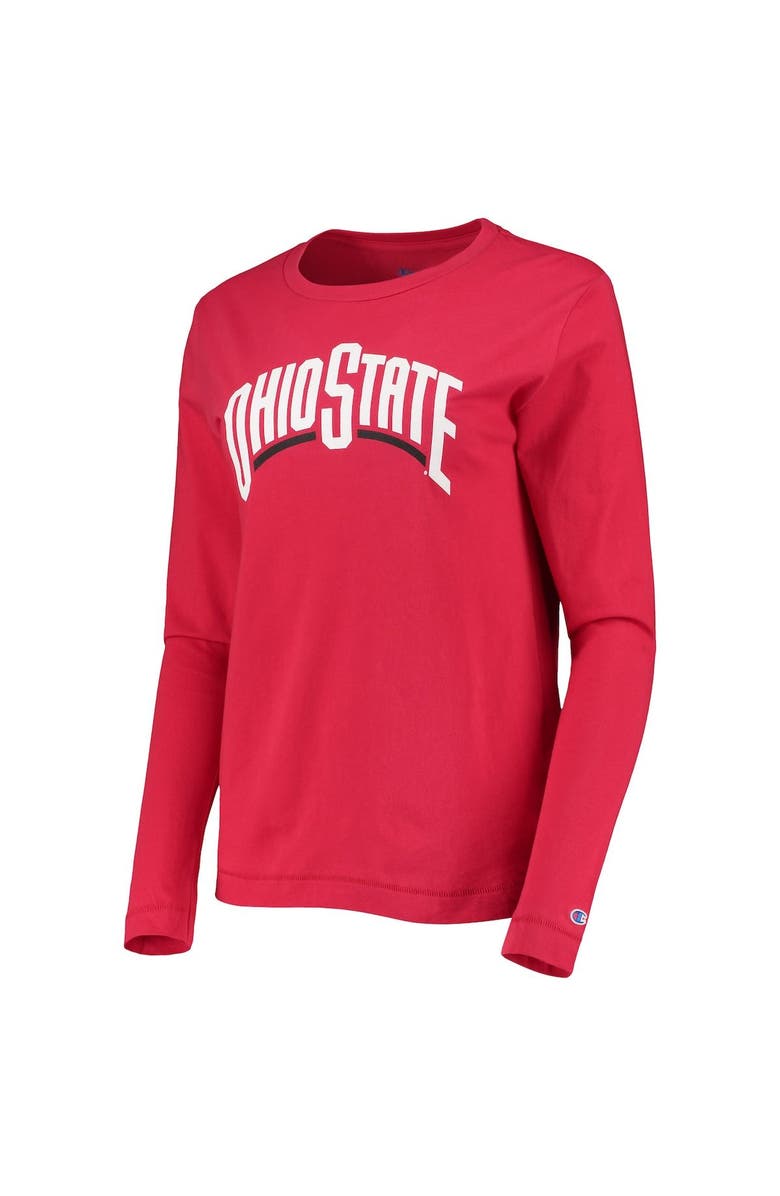 Champion Women's Champion Scarlet Ohio State Buckeyes University Logo Long Sleeve T-Shirt, Alternate, color,