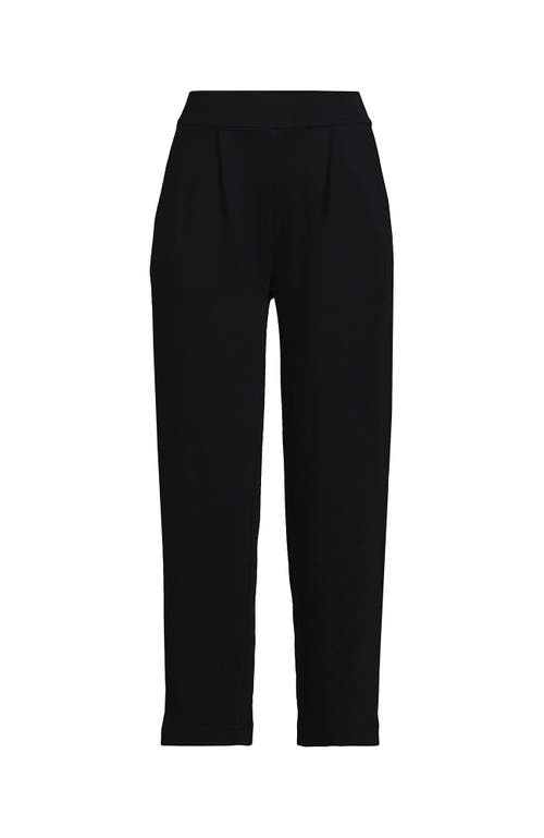 LANDS' END LANDS' END KNIT HIGH RISE PLEATED STRAIGHT LEG CROP PANTS