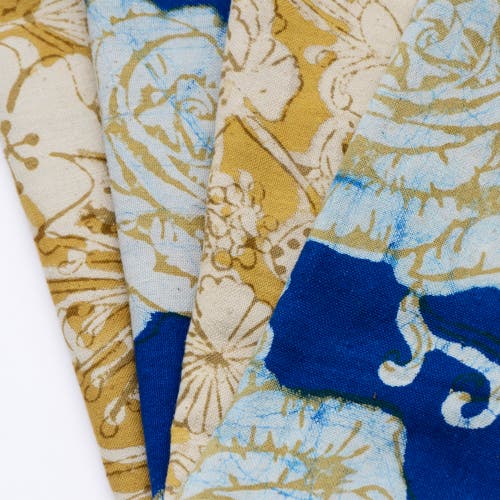 Ichcha Mix & Match Block Print Cotton Napkins In Gold