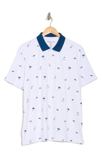 Kenneth Cole Print Golf Polo In Multi
