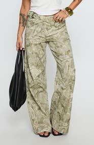Princess Polly McKinley Mid Rise Wide Leg Camo Jeans