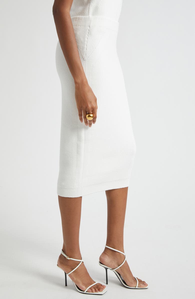 ST. JOHN Rib Knit Midi Skirt, Alternate, color, Bright White