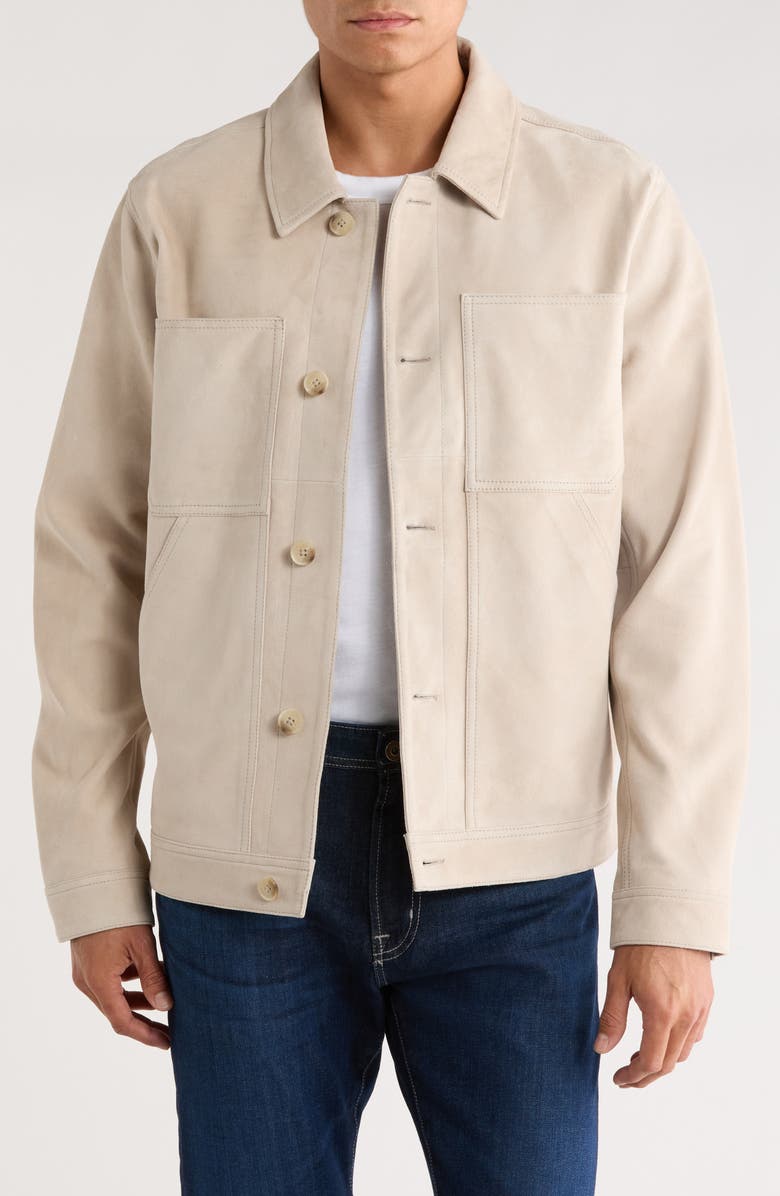 Nordstrom Suede Utility Jacket, Main, color, Grey Feather