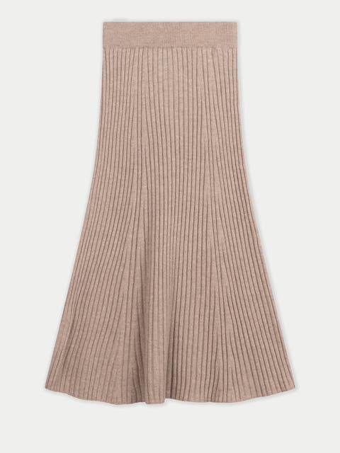 Calf-Length Cashmere Knit Skirt
