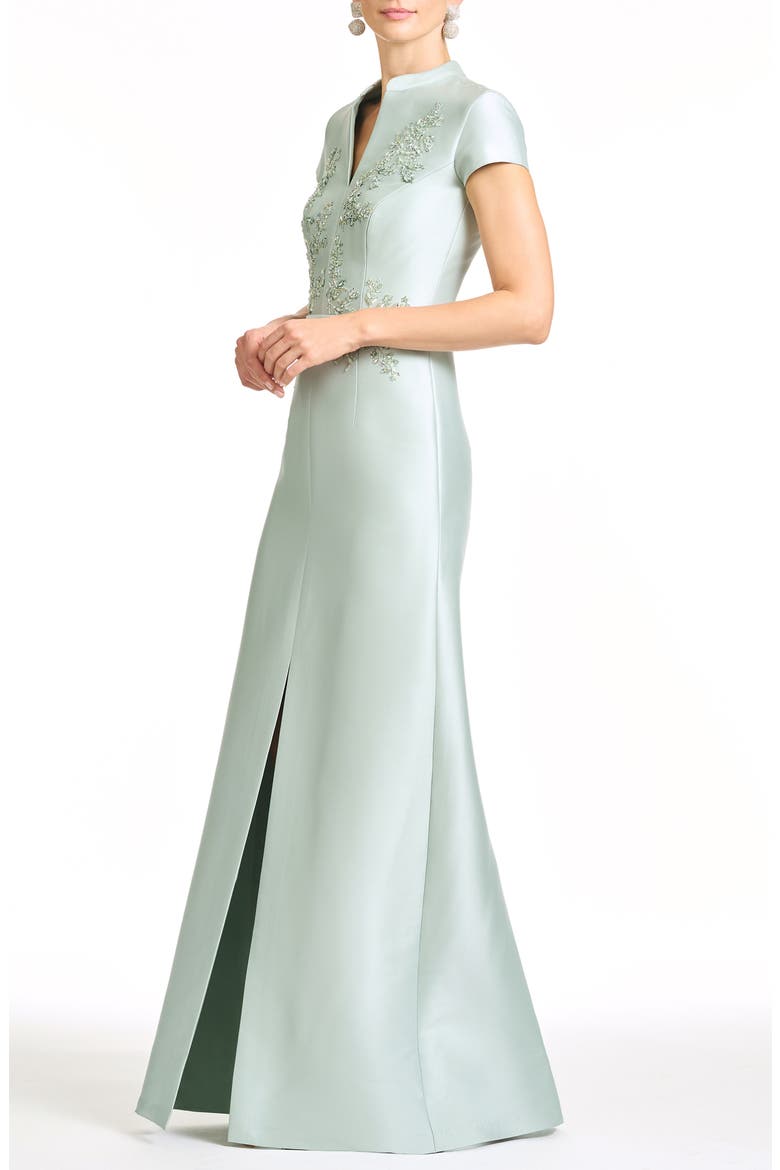 Beaded Embroidery Gown, Alternate, color, CELADON
