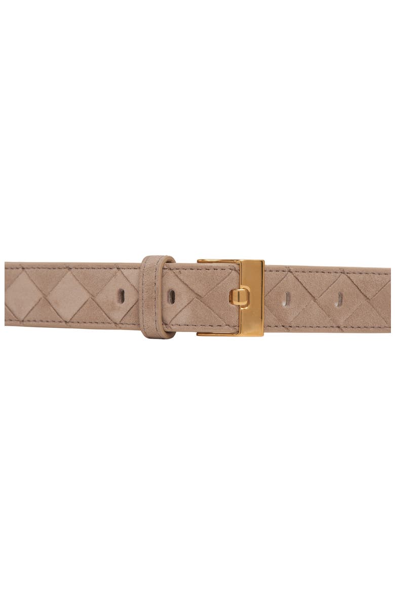 Mastice Buckle Intrecciato Suede Belt, Alternate, color, 1550 MASTICE-M BRASS