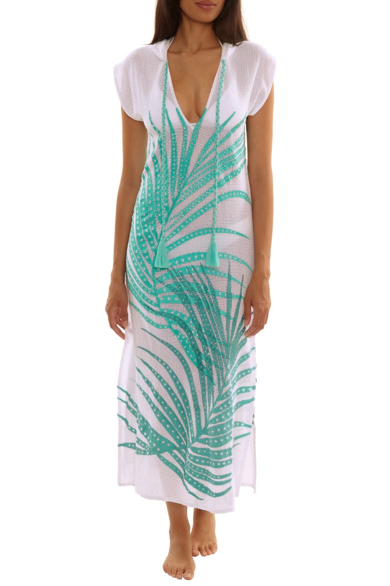 Sheer Tropics Cover-Up Dress, Main, color, AQUA