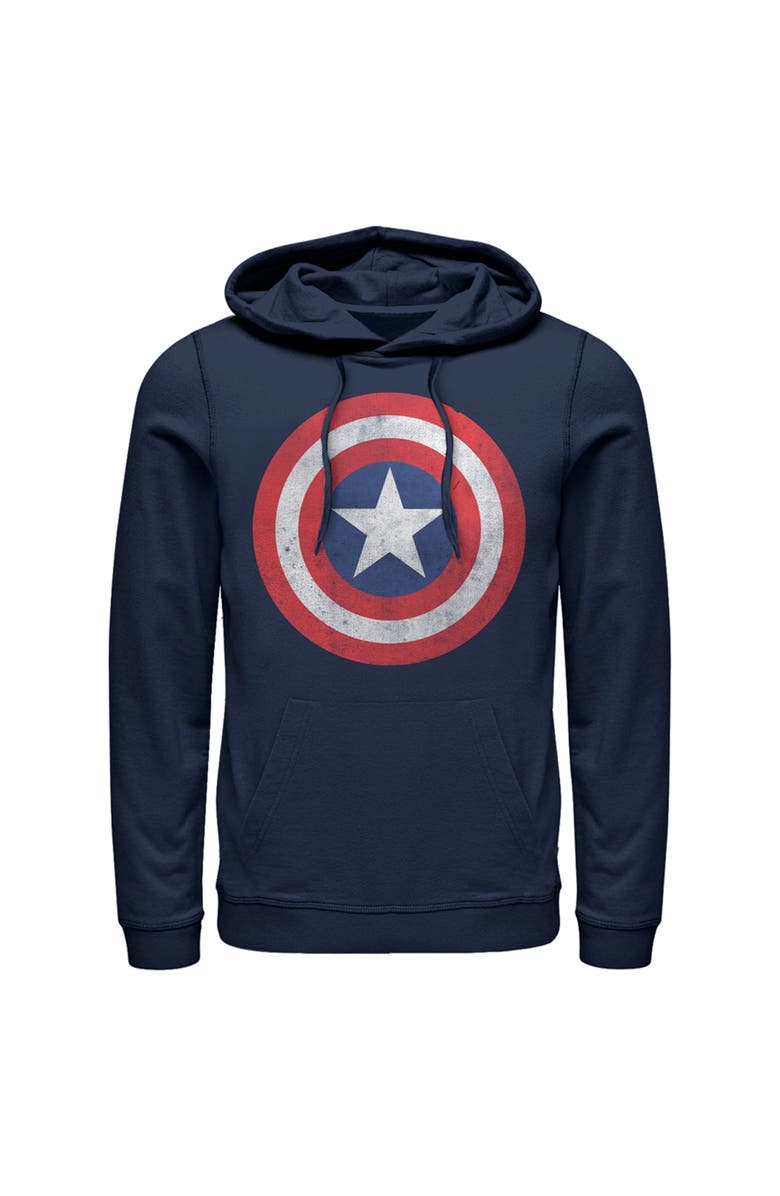 Marvel Men's Marvel Captain America Classic Shield  Pull Over Hoodie, Main, color, Navy Blue