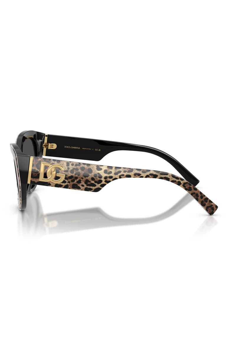 55mm Cat Eye Sunglasses, Alternate, color, LEO BROWN ON BLACK / DARK GREY