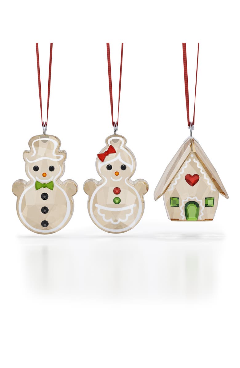 Swarovski Holiday Cheers Set of 3 Crystal Gingerbread Ornaments, Main, color, White