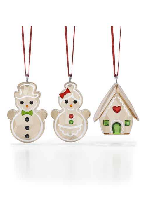 Swarovski Holiday Cheers Set Of 3 Crystal Gingerbread Ornaments In Brown