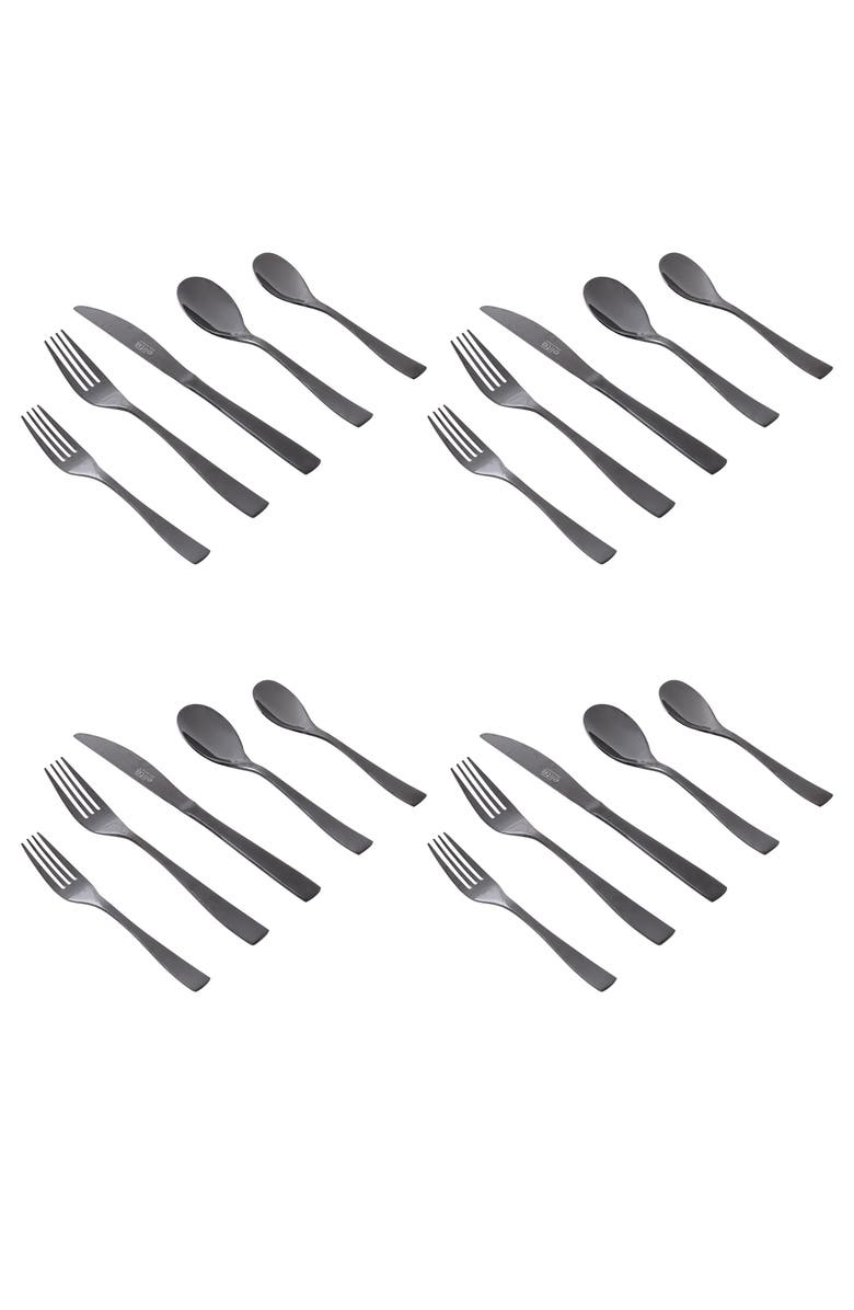 Gibson Elite Holland Road 20 Piece Black Stainless Steel Flatware Set, Alternate, color, Black