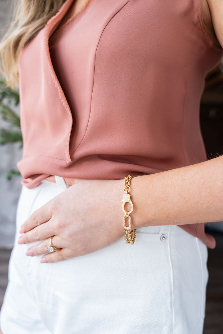 Pave Connector Bracelet, Alternate, color, Gold