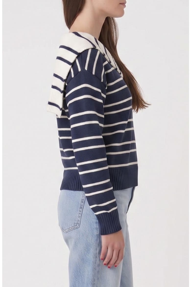Striped V-Neck Sailor Sweater, Alternate, color, NAVY/ WHITE STRIPE