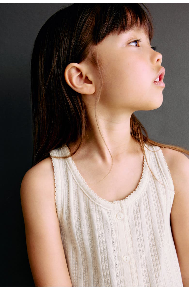 H&M Pointelle Jersey Vest Top, Alternate, color, Cream