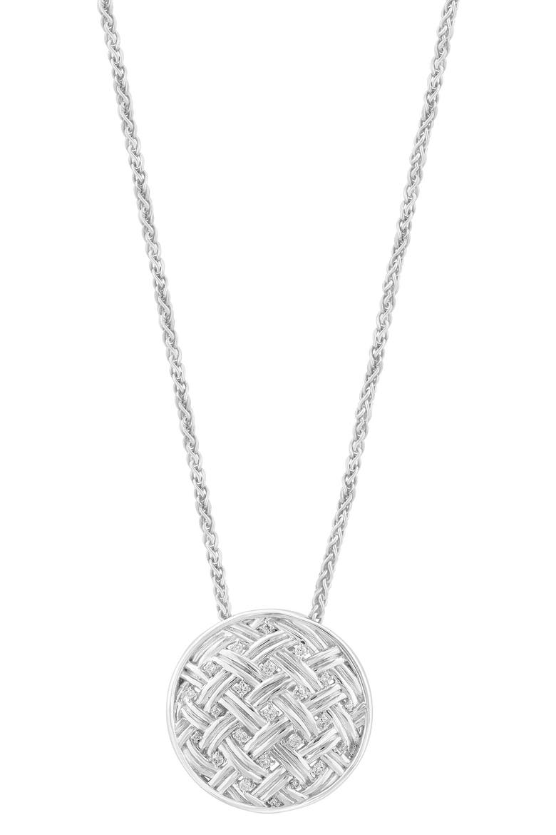 Sterling Silver Diamond Medallion Pendant Necklace, Main, color, WHITE