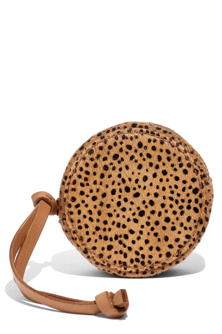 The Mini Leather Circle Pouch, Main, color, TIGERS EYE