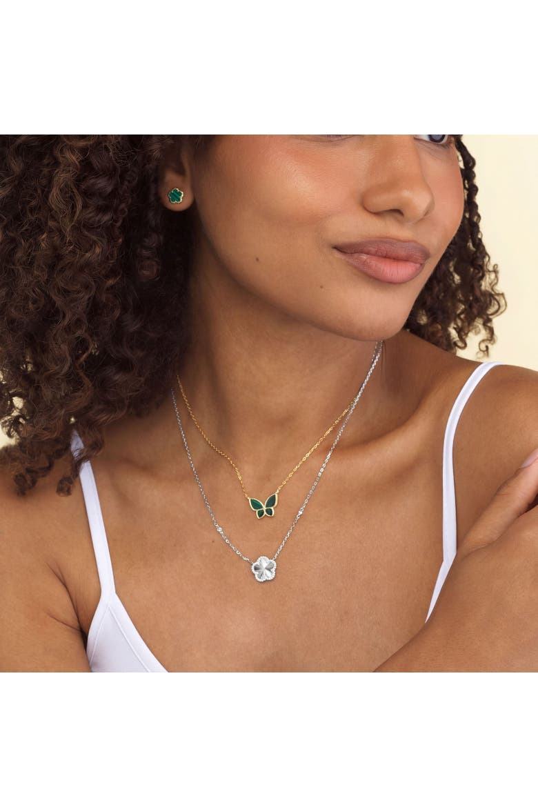 CZ Halo Fluted Single Flower Necklace, Alternate, color, Sterling Silver