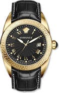 Versace Men's Croc Embossed Leather Strap Watch, 42mm