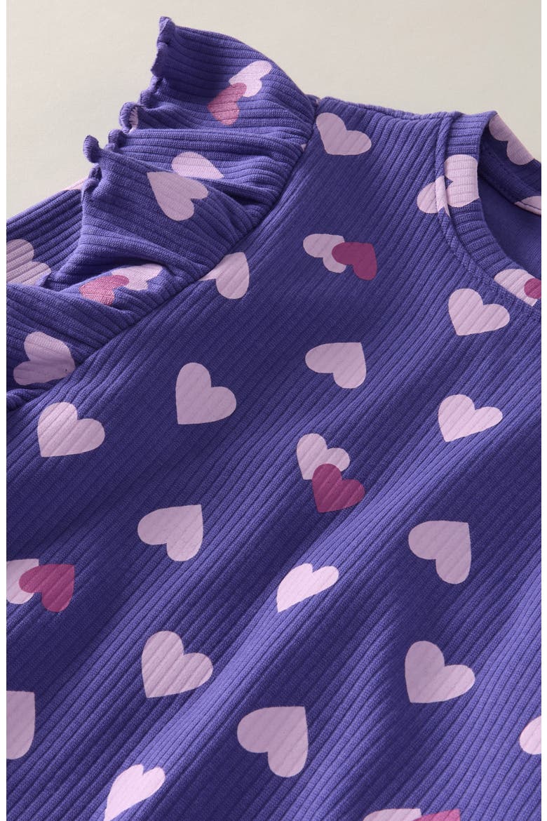 Kids' Ruffle Sleeve Rib Top, Alternate, color, PURPLE OPULENCE HEART STAMP
