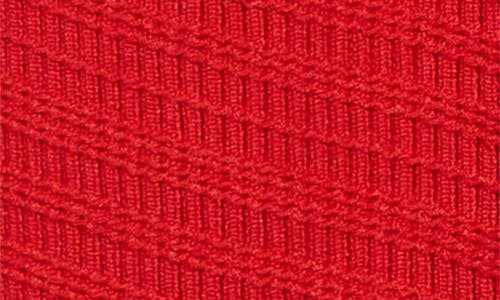Balmain Buttoned Long-sleeve Pointelle Knit Mini Dress In Bright Red