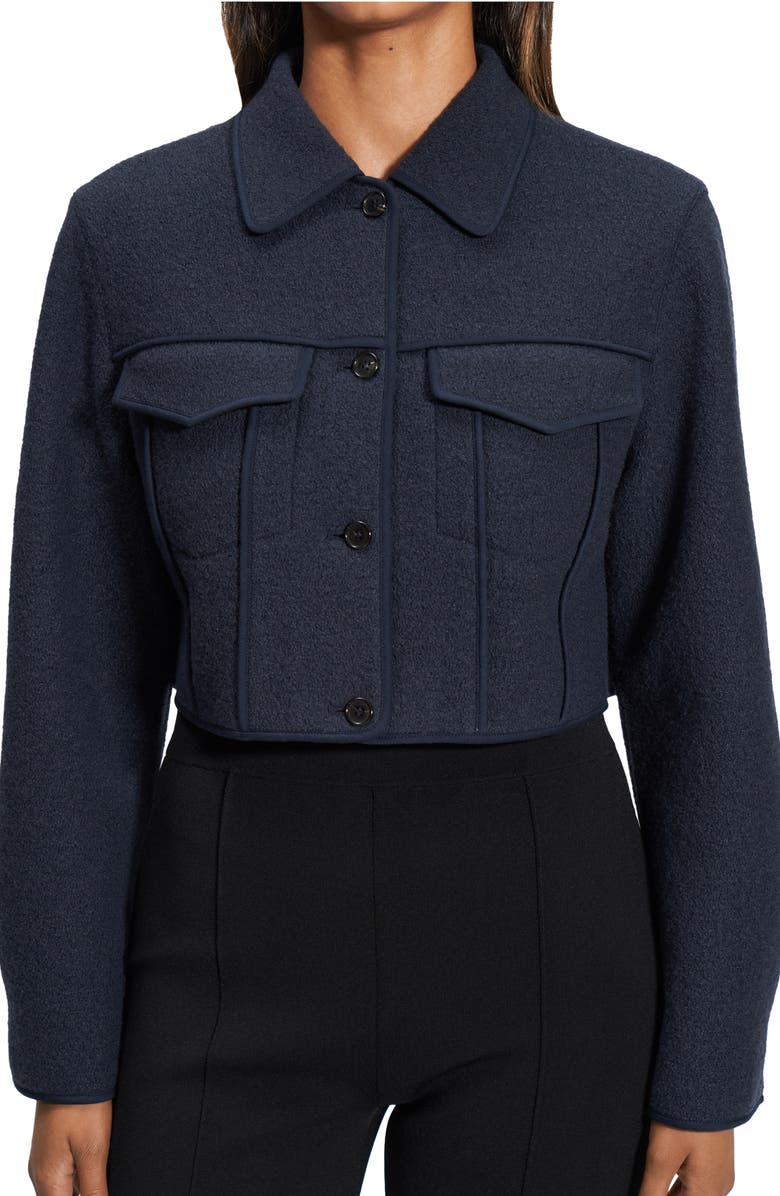 Theory Crop Wool Bouclé Jacket, Alternate, color, Nocturn Way