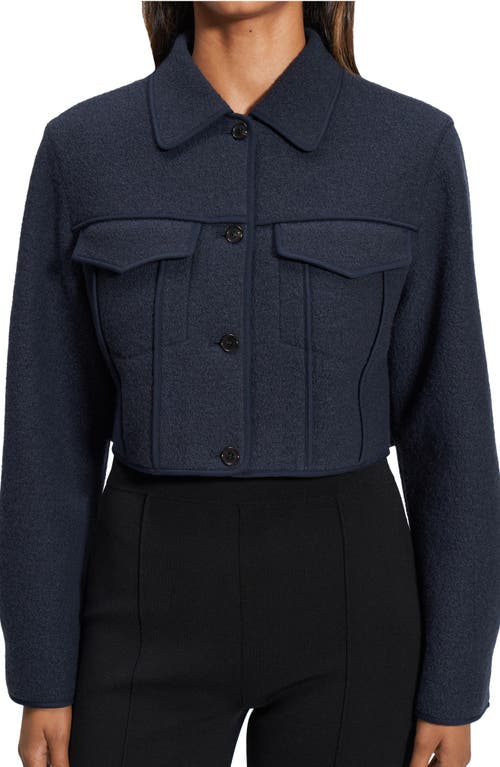 Theory Wool Cropped Jacket In Blue