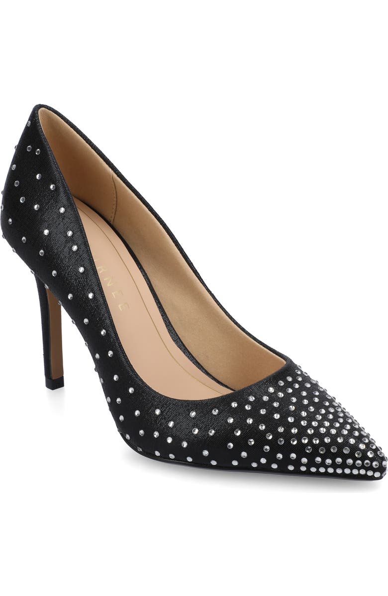 Journee Collection Embellished Pointed Toe Pump, Main, color, Black