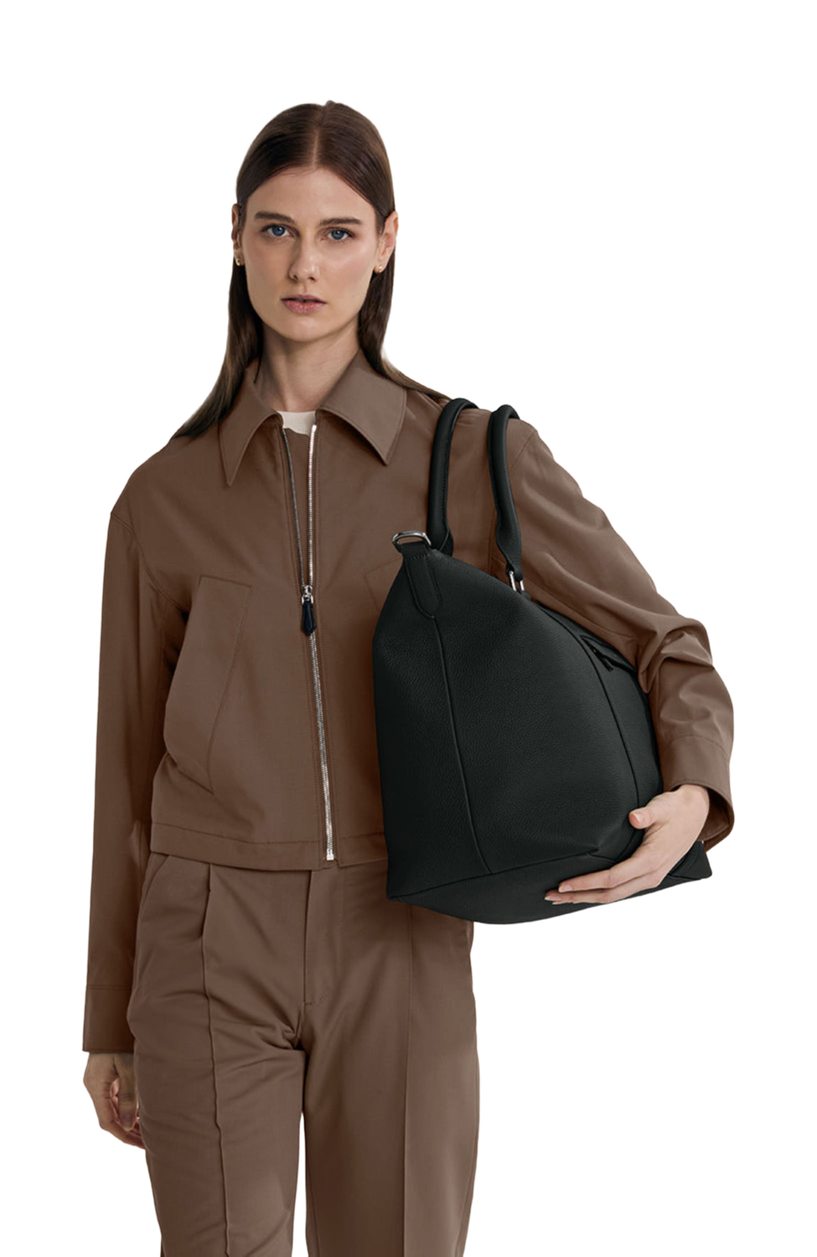 MAISON de SABRÉ Large Leather Weekender Bag, Alternate, color, Black Caviar