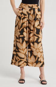 Democracy Print Wide Leg Pants
