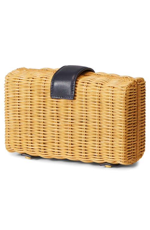 Shop Veronica Beard Lock Rattan Box Clutch In Natural Wicker Hazelwood