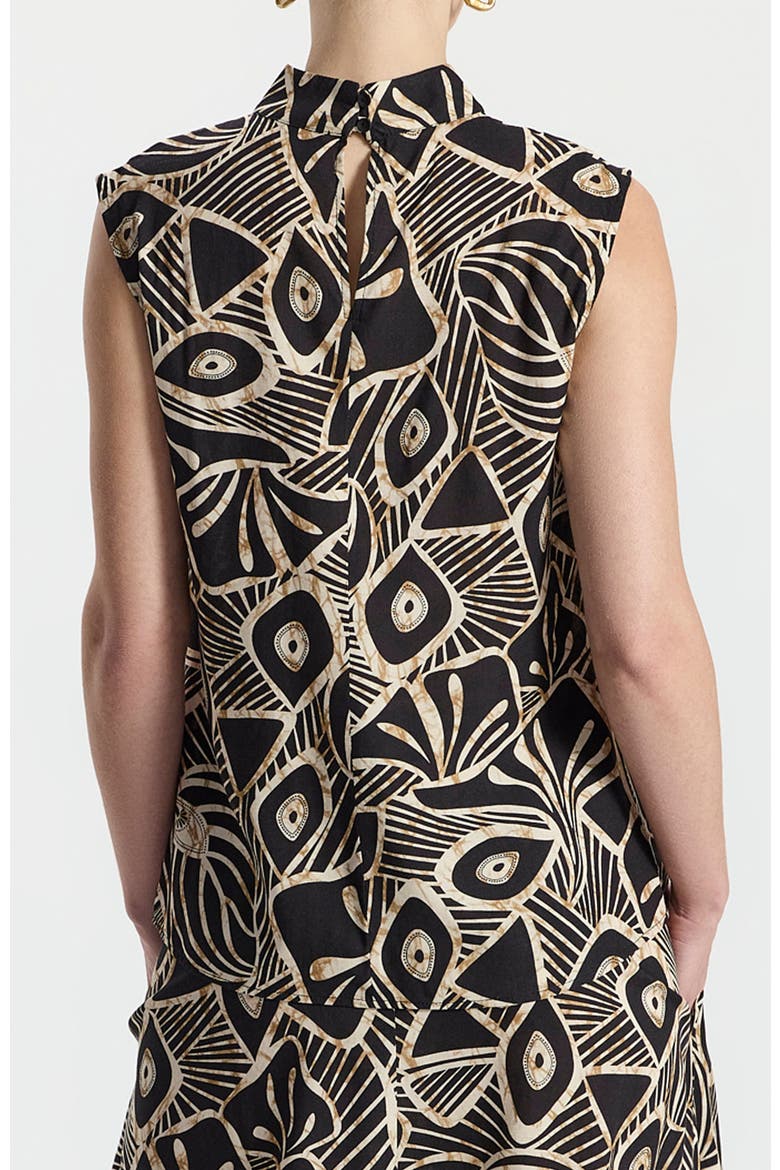 Vered Graphic High Neckline Sleevelss Top, Alternate, color, Black With Brown-Cream Pattern