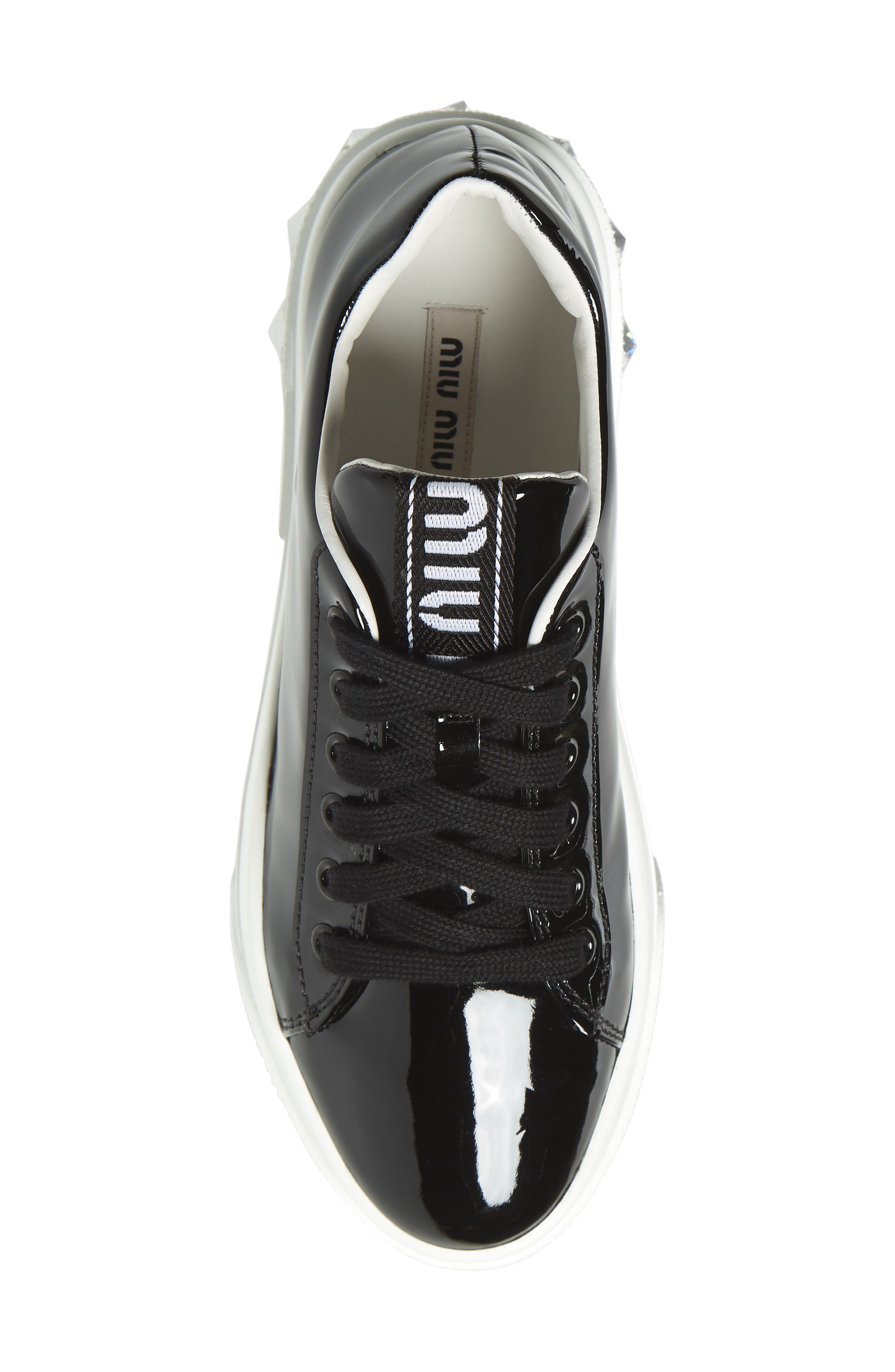 Miu Miu Crystal Detail Skate Platform Sneaker, Alternate, color, 