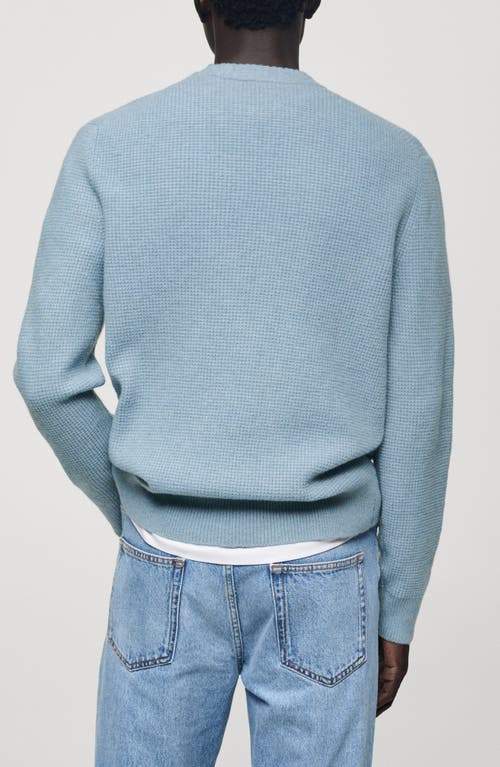Mango Waffle Texture Crewneck Sweater In Sky Blue