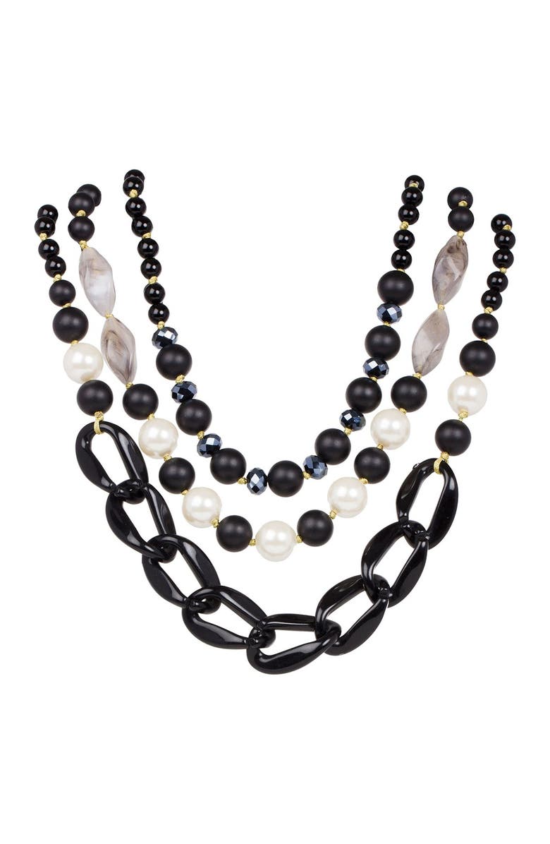 SAACHI Betty Freshwater Pearl Beaded Multistrand Necklace, Alternate, color, Black
