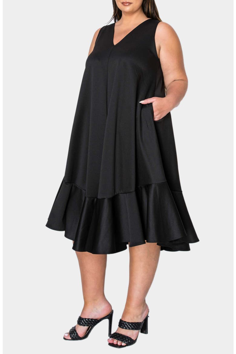 Simone Pocket Stretch Sleeveless A-Line Dress, Alternate, color, BLACK
