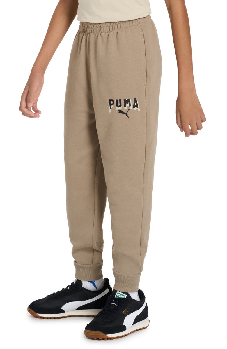 PUMA Kids' Class Pack Cotton Blend French Terry Joggers, Alternate, color, Pale Brown