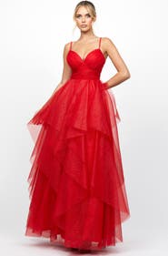 Bariano Solenne Tiered Ball Gown