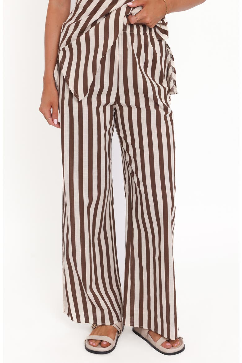 Kim Stripe Cotton Strapless Top & Pants Set, Alternate, color, BROWN STRIPE