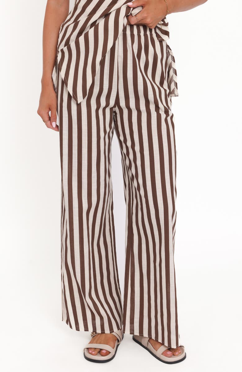 Petal & Pup Kim Stripe Cotton Strapless Top & Pants Set, Alternate, color, Brown Stripe