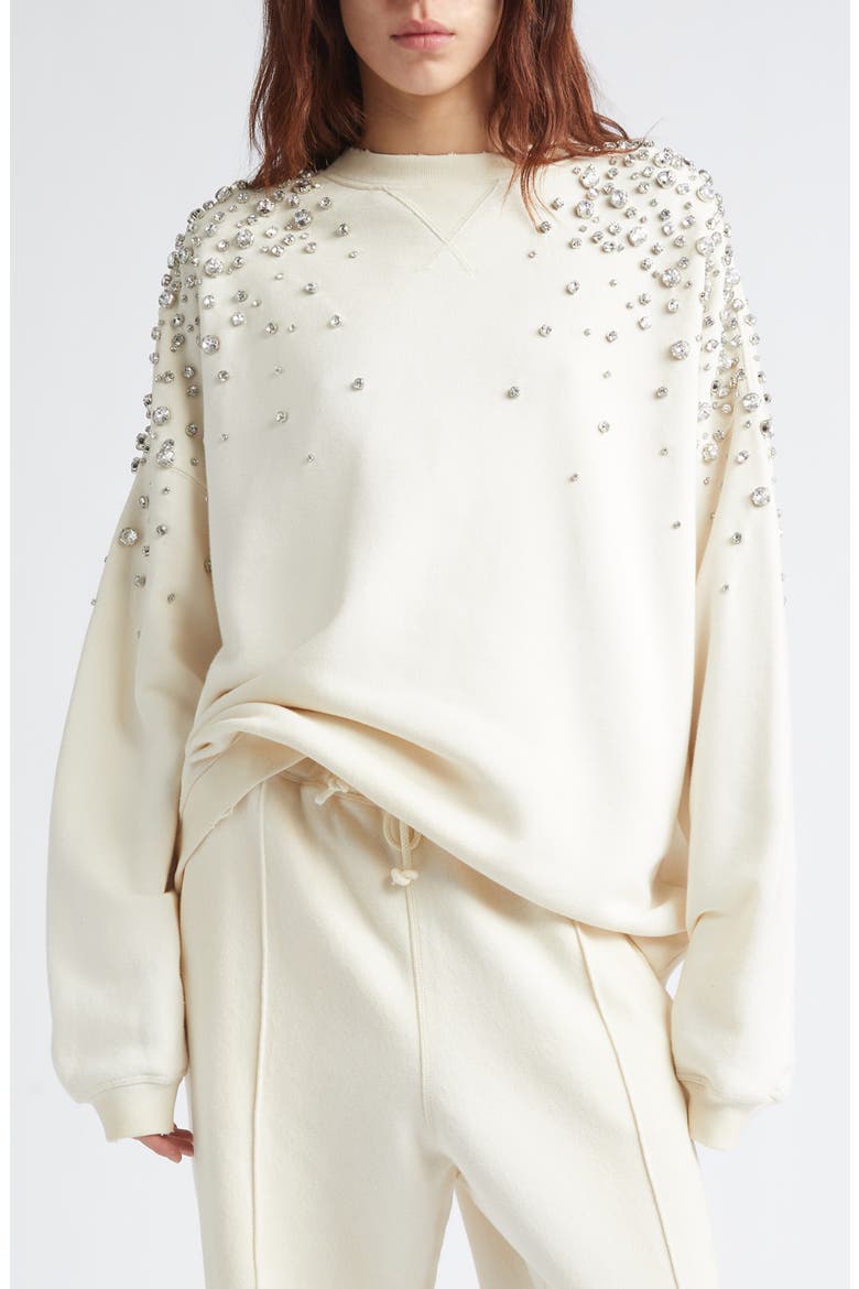 Journey Embellished Oversize Sweatshirt, Main, color, HERITAGE WHITE