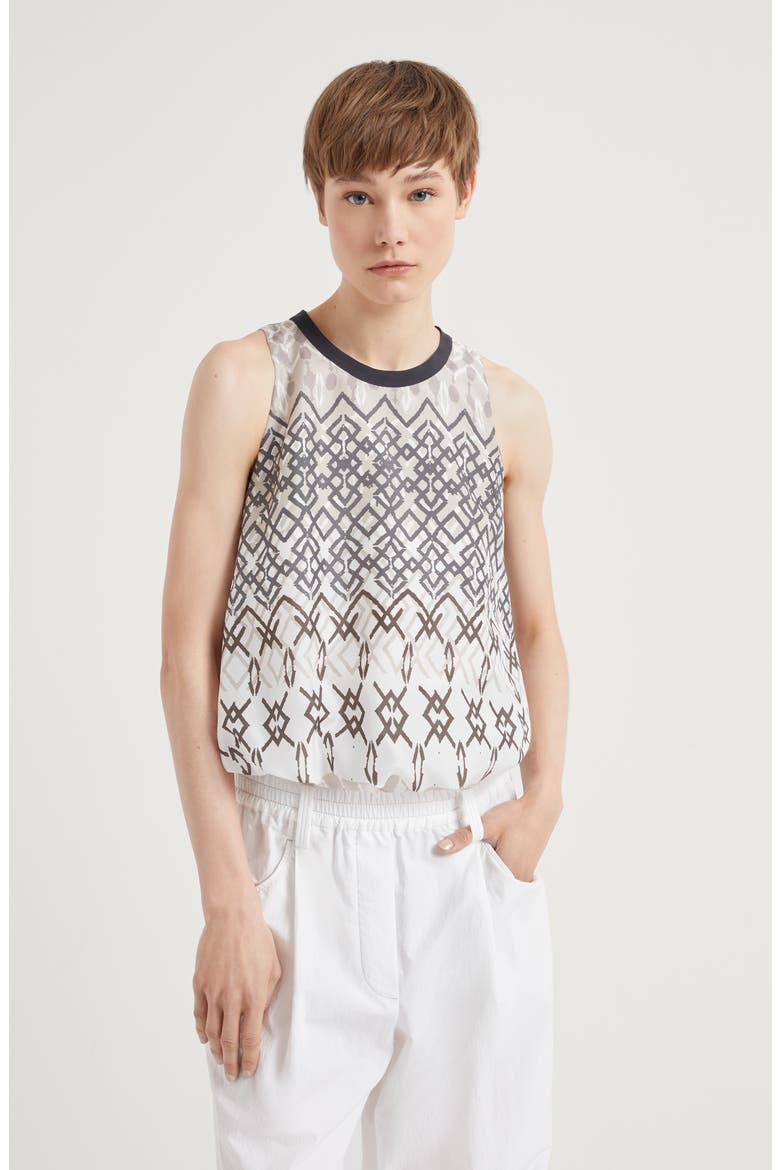 Top with monili, Alternate, color, Beige